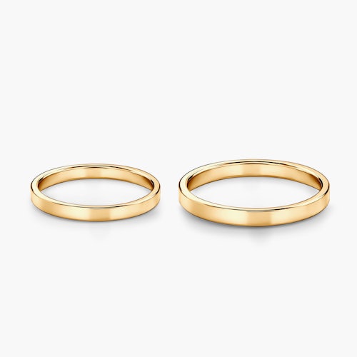 Obrączki ślubne: złote, płaskie, 2 mm